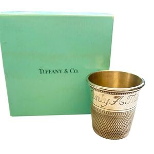 Sold❌TIFFANY & CO Sterling Silver Only A Thimble Full Jigger Cup w Box